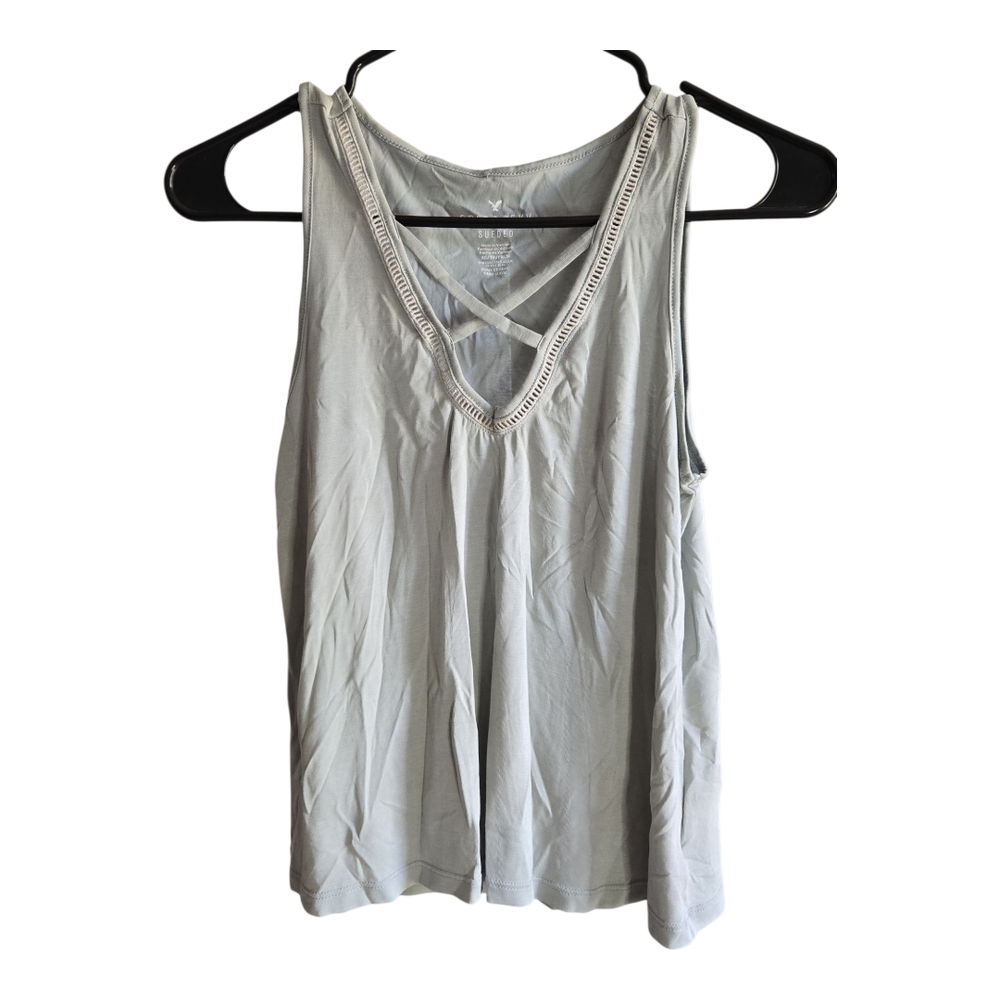 American Eagle Outfitters Green Sleeveless Tank Top with Cut Out Design